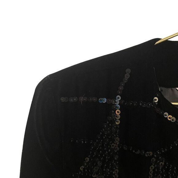 Vintage Brett Harrison Black Velvet Sequin Cropped Jacket Size 6 - Picture 4 of 8